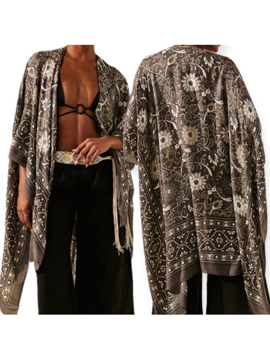 Free People Accessories - NWT, Free People Magic Dance Border, Graphite Combo Kimono